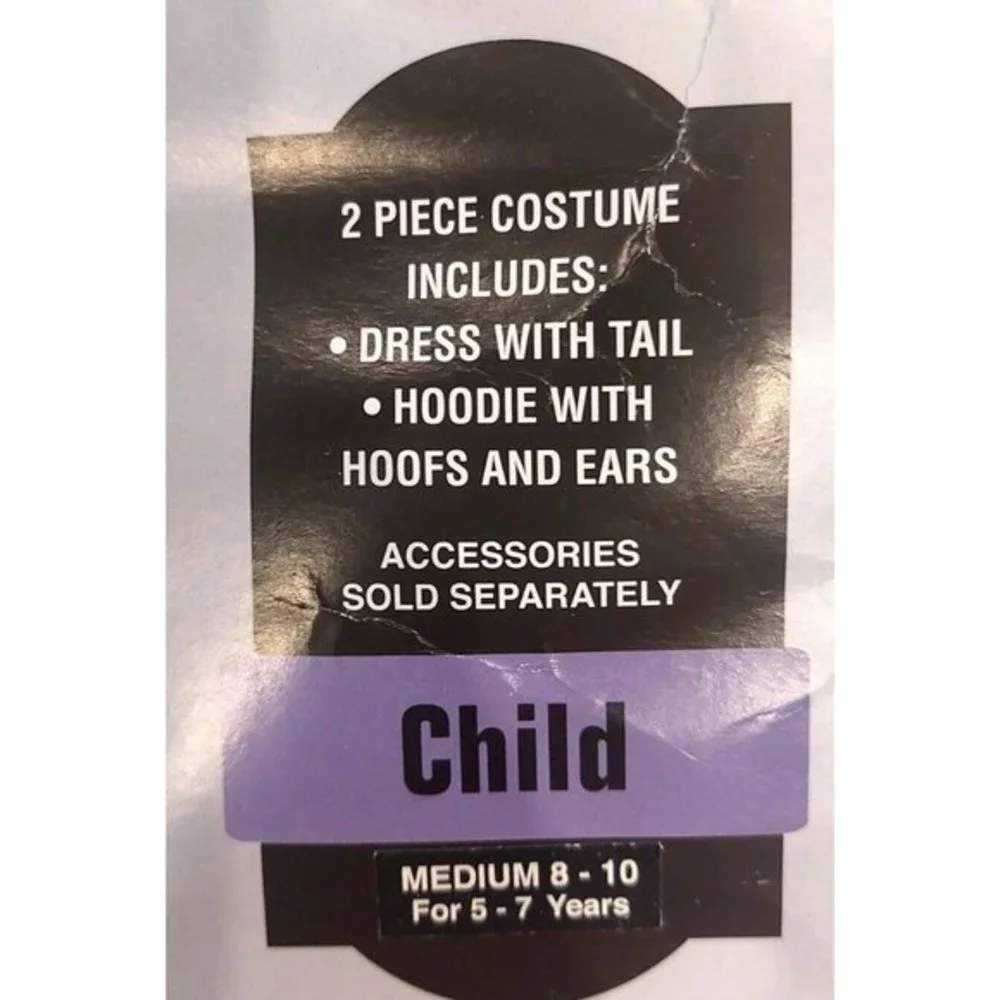 Girl's Zebra Halloween‎ 4-Piece Costume Child Medium Size 8-10. Retails for $32